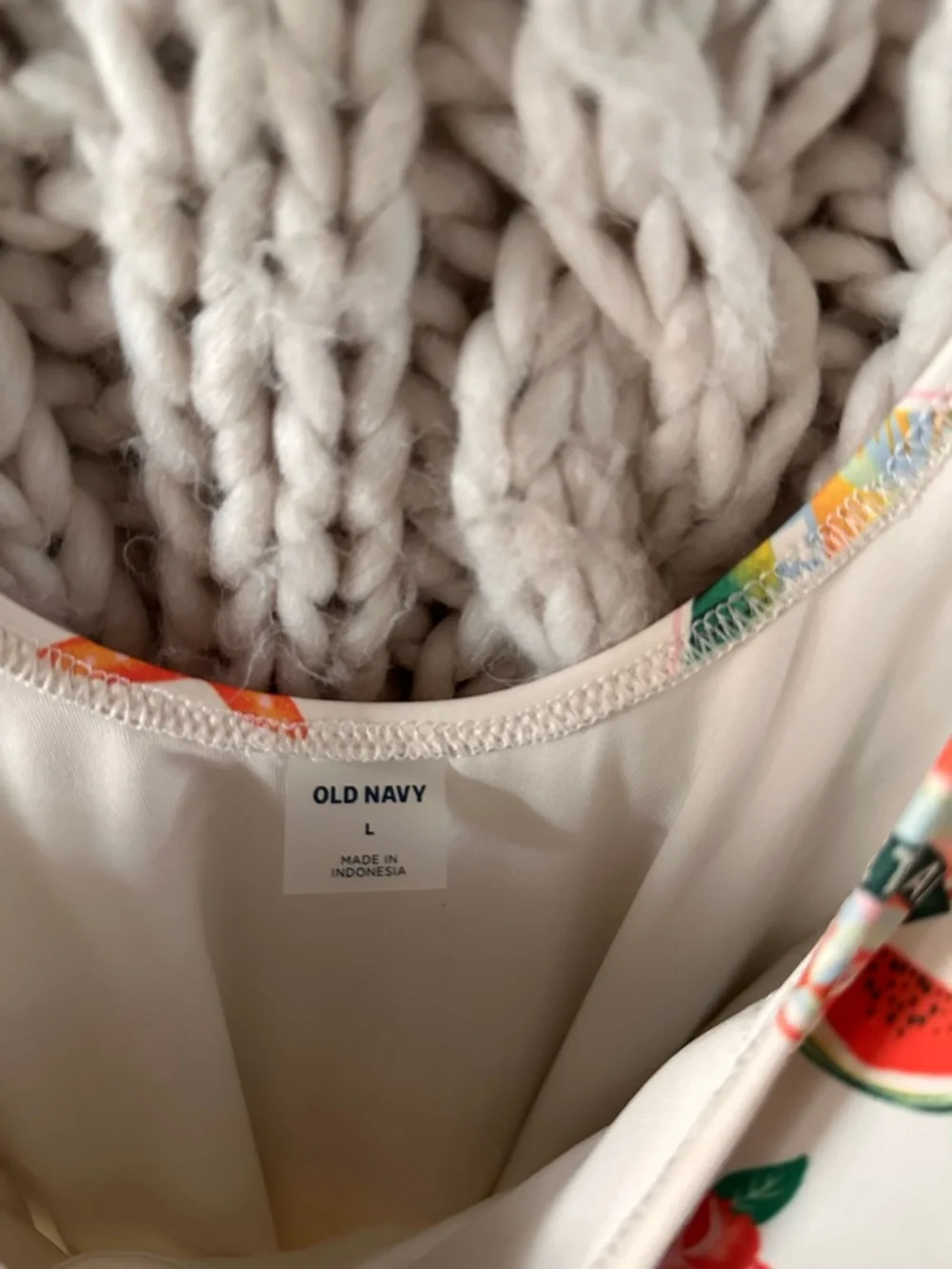 Old Navy Cream One-Piece Swimsuit with Bright Tropical Print - Picture 2 of 4